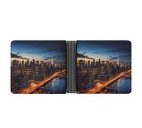 STVNKML Portefeuille fin en cuir marbré noir et rouge avec 2 poches cachées et 6 emplacements pour cartes pour espèces, cartes et carte d'identité, Paysage de la ville de New York, Taille unique