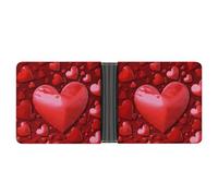 STVNKML Portefeuille fin en cuir noir et blanc à carreaux avec 2 poches cachées et 6 emplacements pour cartes pour espèces, cartes et carte d'identité, Cœurs d'amour, Taille unique, Moderne