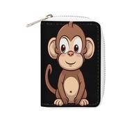 STVNKML Sac à cartes en cuir avec singe marron de dessin animé - Mini porte-monnaie - Porte-monnaie en polyuréthane - Pour homme et femme - 16 x 11,5 cm, Style :, 16x11.5cm
