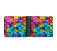 STVNKML Santorini Portefeuille fin en cuir avec 2 poches cachées et 6 emplacements pour cartes pour espèces, cartes et carte d'identité, Plaid couleur arc-en-ciel-png, Taille unique, Moderne