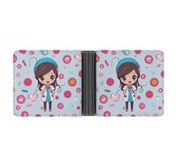 STVNKML Shih Tzu Portefeuille en cuir à deux volets avec 2 poches cachées et 6 emplacements pour cartes pour espèces, cartes et carte d'identité, Adorable infirmière., Taille unique, Moderne