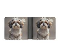 STVNKML Shih Tzu Portefeuille en cuir à deux volets avec 2 poches cachées et 6 emplacements pour cartes pour espèces, cartes et carte d'identité, Chien Shih Tzu, Taille unique, Moderne