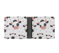 STVNKML Shih Tzu Portefeuille en cuir à deux volets avec 2 poches cachées et 6 emplacements pour cartes pour espèces, cartes et carte d'identité, Imprimé vache de dessin animé, Taille unique, Moderne