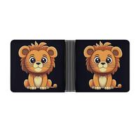 STVNKML Shih Tzu Portefeuille en cuir à deux volets avec 2 poches cachées et 6 emplacements pour cartes pour espèces, cartes et carte d'identité, Lion mignon dessin animé, Taille unique, Moderne