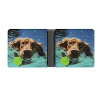 STVNKML Shih Tzu Portefeuille en cuir à deux volets avec 2 poches cachées et 6 emplacements pour cartes pour espèces, cartes et carte d'identité, Chien de natation amusant, Taille unique, Moderne
