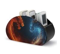 STVNKML Support de télécommande Fire And Ice Dragons en cuir, organiseur de bureau, support de rangement à 5 emplacements pour TV/DVD/accessoires, décoration de bureau élégante pour salon, chambre à