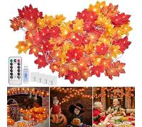 STVST Guirlande d'automne, 40 LED 6M Décoration Guirlandes lumineuses Avec Télécommande et 4 Crochets, Gugirlande de feuilles, pour Halloween, noel, Thanksgiving