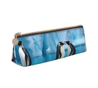 STVYUKL Adorable trousse à crayons Schnauzer, élégante trousse à crayons fine avec fermeture éclair, trousse en cuir pour maquillage et travail, Pingouins sur l'Iceberg, Taille unique