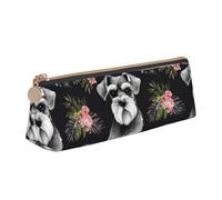 STVYUKL Adorable trousse à crayons Schnauzer, élégante trousse à crayons fine avec fermeture éclair, trousse en cuir pour maquillage et travail, Schnauzer, Taille unique