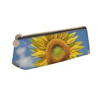 STVYUKL Belle trousse à crayons tournesol, élégante trousse à crayons fine avec fermeture éclair, trousse de maquillage en cuir pour le travail et le bureau
