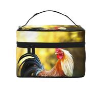 STVYUKL Belle trousse de maquillage coq poule pour femme, trousse de maquillage de voyage portable étanche grande capacité, trousse de toilette avec poignée sur le dessus, étui de rangement de