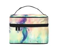 STVYUKL Belle trousse de maquillage en forme de queue de sirène pour femme, étanche, portable, trousse de toilette de grande capacité, poignée sur le dessus, étui de rangement de maquillage à