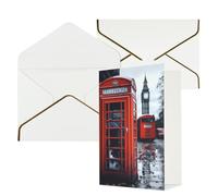 STVYUKL Carte de vœux avec enveloppes blanches, carte « Thinking of You » - Angleterre - Rétro Londres - Téléphone - Invitation de mariage - Cartes vierges pour toutes les occasions 10 x 15 cm