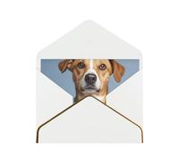 STVYUKL Carte de vœux avec enveloppes blanches, carte « Thinking of You » - Chien tenant une rose - Invitation de mariage - Cartes vierges pour toutes les occasions 10 x 15 cm