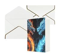 STVYUKL Carte de vœux avec enveloppes blanches, carte « Thinking of You » - Dragons de glace et de feu - Invitation de mariage - Cartes vierges pour toutes les occasions 10 x 15 cm