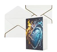 STVYUKL Carte de vœux avec enveloppes blanches, carte « Thinking of You » en forme de cœur avec feu et eau, carte d'invitation de mariage, cartes vierges pour toutes les occasions 10,2 x 15,2 cm