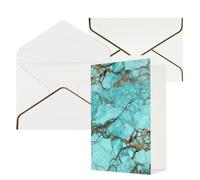 STVYUKL Carte de vœux avec enveloppes blanches, carte « Thinking of You » - Marbre turquoise - Invitation de mariage - Cartes vierges pour toutes les occasions 10 x 15 cm