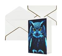 STVYUKL Carte de vœux avec enveloppes blanches, carte « Thinking of You » - Motif chouette bleue - Invitation de mariage - Cartes vierges pour toutes les occasions 10 x 15 cm