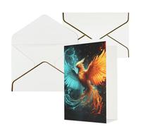 STVYUKL Carte de vœux avec enveloppes blanches, carte « Thinking of You » - Phénix du feu et de l'eau - Invitation de mariage - Cartes vierges pour toutes les occasions 10 x 15 cm