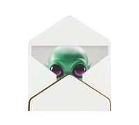 STVYUKL Carte de vœux avec enveloppes blanches, carte « Thinking of You » - Vert - Alien - Joyeux anniversaire, mariage, invitation - Cartes vierges pour toutes les occasions 10 x 15 cm