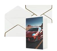 STVYUKL Carte de vœux avec enveloppes blanches, carte « Thinking of You » - Voiture de course rouge - Invitation de mariage - Cartes vierges pour toutes les occasions 10 x 15 cm