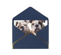STVYUKL Carte de vœux avec enveloppes bleues, carte « Thinking of You » avec deux adorables chiens bouledogues, cartes vierges pour toutes les occasions 10 x 15 cm