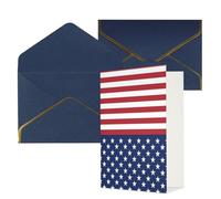 STVYUKL Carte de vœux avec enveloppes bleues, carte « Thinking of You » avec drapeau américain, étoiles, rayures, invitation de mariage, cartes vierges pour toutes les occasions, 10,2 x 15,2 cm