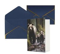 STVYUKL Carte de vœux avec enveloppes bleues, carte « Thinking of You », carte vierge pour mère ours et ses petits, carte d'invitation de mariage, cartes vierges pour toutes les occasions 10,2 x 15,2
