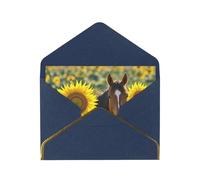 STVYUKL Carte de vœux avec enveloppes bleues, carte « Thinking of You » - Cheval et tournesol - Invitation de mariage - Cartes vierges pour toutes les occasions 10 x 15 cm