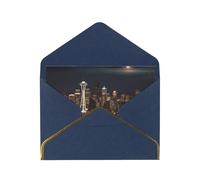 STVYUKL Carte de vœux avec enveloppes bleues, carte « Thinking of You » City Seattle - Carte d'anniversaire de mariage vierge pour toutes les occasions 10 x 15 cm