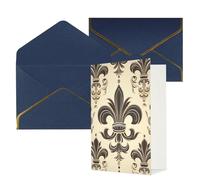 STVYUKL Carte de vœux avec enveloppes bleues, carte « Thinking of You » - Fleur de lys et armoiries - Chevalier - Joyeux anniversaire mariage - Cartes vierges pour toutes les occasions 10 x 15 cm