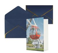 STVYUKL Carte de vœux avec enveloppes bleues, carte « Thinking of You » - Grande roue - Joyeux anniversaire mariage invitation vierge pour toutes les occasions 10 x 15 cm