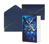 STVYUKL Carte de vœux avec enveloppes bleues, carte « Thinking of You » - Motif chouette bleue - Invitation de mariage - Cartes vierges pour toutes les occasions 10 x 15 cm