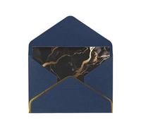 STVYUKL Carte de vœux avec enveloppes bleues, carte « Thinking of You » - Noir et doré - Marbré - Invitation de mariage - Cartes vierges pour toutes les occasions 10 x 15 cm