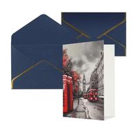 STVYUKL Carte de vœux avec enveloppes bleues, carte « Thinking of You » rouge Londres Street Happy Birthday Wedding Invitation Cartes vierges pour toutes les occasions 10,2 x 15,2 cm