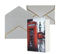 STVYUKL Carte de vœux avec enveloppes gris clair, carte « Thinking of You » - Angleterre - Rétro Londres - Téléphone - Invitation de mariage - Cartes vierges pour toutes les occasions 10 x 15 cm