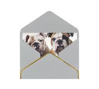 STVYUKL Carte de vœux avec enveloppes gris clair, carte « Thinking of You » - Deux adorables chiens bouledogues - Invitation de mariage - Cartes vierges pour toutes les occasions 10 x 15 cm