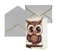 STVYUKL Carte de vœux avec enveloppes gris clair, carte « Thinking of You » - Jolie chouette - Invitation de mariage - Cartes vierges pour toutes les occasions 10 x 15 cm