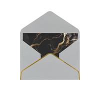 STVYUKL Carte de vœux avec enveloppes gris clair, carte « Thinking of You » - Marbre noir et doré - Invitation de mariage - Cartes vierges pour toutes les occasions 10 x 15 cm