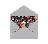 STVYUKL Carte de vœux avec enveloppes gris clair, carte « Thinking of You » - Motif coq mignon - Poules - Joyeux anniversaire mariage - Cartes vierges pour toutes les occasions 10 x 15 cm