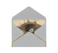 STVYUKL Carte de vœux avec enveloppes gris clair, carte « Thinking of You » - Nid d'oiseaux - Joyeux anniversaire mariage invitation vierge pour toutes les occasions 10 x 15 cm
