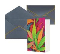 STVYUKL Carte de vœux avec enveloppes noires, carte multicolore « Thinking of You » - Feuille de mauvaises herbes - Pour un anniversaire, un mariage - Cartes vierges pour toutes les occasions 10 x 15