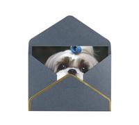 STVYUKL Carte de vœux avec enveloppes noires, carte « Thinking of You » avec chien Shih Tzu pour joyeux anniversaire mariage cartes vierges pour toutes les occasions 10,2 x 15,2 cm