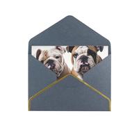 STVYUKL Carte de vœux avec enveloppes noires, carte « Thinking of You » avec deux adorables chiens bouledogues, cartes vierges pour toutes les occasions 10 x 15 cm