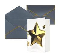 STVYUKL Carte de vœux avec enveloppes noires, carte « Thinking of You » avec étoiles dorées, cartes d'invitation de mariage, cartes vierges pour toutes les occasions 10,2 x 15,2 cm