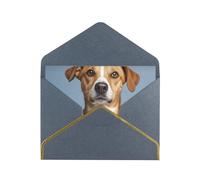STVYUKL Carte de vœux avec enveloppes noires, carte « Thinking of You » avec un chien tenant une rose, carte d'invitation de mariage, cartes vierges pour toutes les occasions 10 x 15 cm