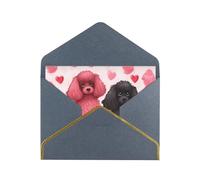 STVYUKL Carte de vœux avec enveloppes noires, carte « Thinking of You » - Caniches roses - Invitation de mariage - Cartes vierges pour toutes les occasions 10 x 15 cm