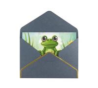 STVYUKL Carte de vœux avec enveloppes noires, carte « Thinking of You » - Grenouille dans un étang - Invitation de mariage - Cartes vierges pour toutes les occasions 10 x 15 cm
