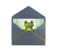 STVYUKL Carte de vœux avec enveloppes noires, carte « Thinking of You » - Grenouille sur un étang - Invitation de mariage - Cartes vierges pour toutes les occasions 10 x 15 cm