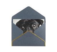 STVYUKL Carte de vœux avec enveloppes noires, carte « Thinking of You » - Motif chien carlin noir mignon - Invitation de mariage - Cartes vierges pour toutes les occasions 10 x 15 cm
